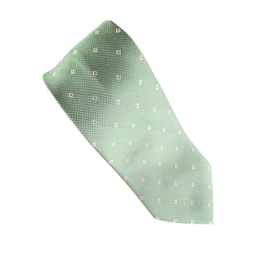 Beau Brummel Mens Tie Sage Green Silk Geometric Diamond Foulard Soho 59x4
